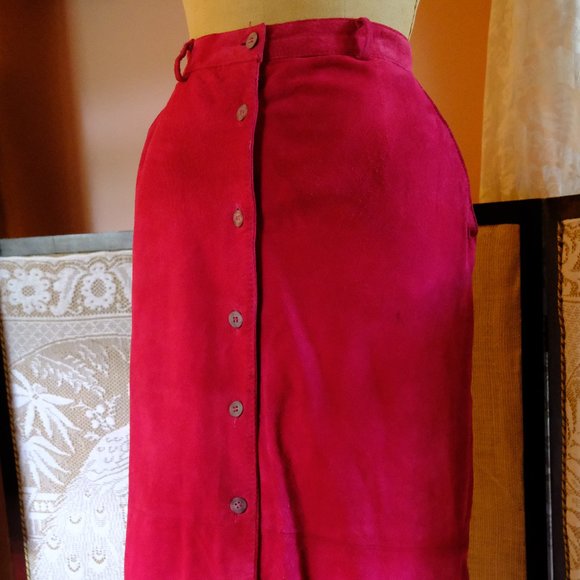 Hot Pink Suede Barbiecore Skirt - Picture 1 of 4